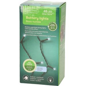 Lumineo - Twinkel - Kerstverlichting - Batterij - helder wit - buiten - 48 lampjes