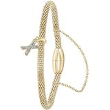 Lucardi Dames Armband mesh goldplated letter X met kristal - Staal - Armband - Cadeau - 19 cm - Goudkleurig