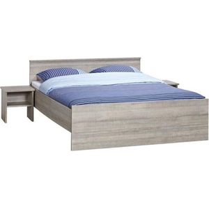 Bedframe 180X210 cm - Incl. Middenbalk - Donker Grijs Hout - Bavel