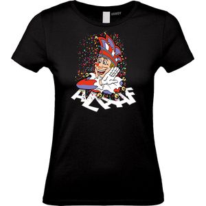 Dames t-shirt Alaaf | Carnavalskleding dames | Carnaval Kostuum | Foute Party | Zwart Dames | maat XL