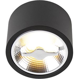 QAZQA expert - Moderne LED Plafondspot | Spotje | Opbouwspot - 1 lichts - Ø 12 cm - Zwart - Woonkamer | Slaapkamer | Keuken