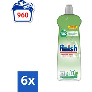 Finish Eco - Glansspoelmiddel - 0% Schadelijke Ingrediënten - Tot 160 Afwasbeurten - 800ml - Voordeelverpakking - 6 stuks