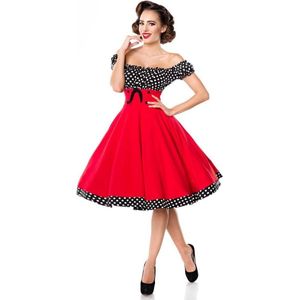 Belsira Swing jurk -3XL- Strapless Rood/Zwart