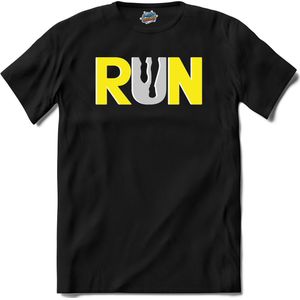 Run | Hardlopen - Rennen - Sporten - T-Shirt - Unisex - Zwart - Maat S