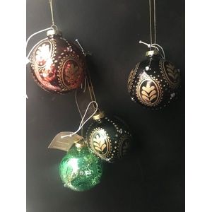 Set van 4 glazen retro kerstballen vintage design ornamenten