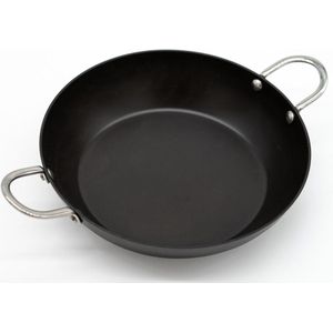 Stalen pan toch vaatwasmachinebestendig en anti-aanbaklaag, extreem krasbestendig, zonder coating, 28 cm extra hoge rand