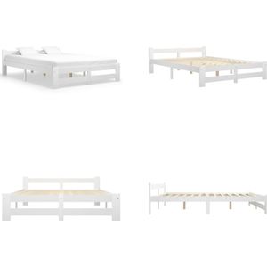 vidaXL Bedframe massief grenenhout wit 180x200 cm - Bedframe - Bedframes - Bed Frame - Bed Frames