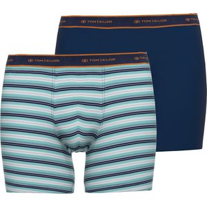 TOM TAILOR heren boxer normale lengte (2-pack) - middengroen gestreept - Maat: L