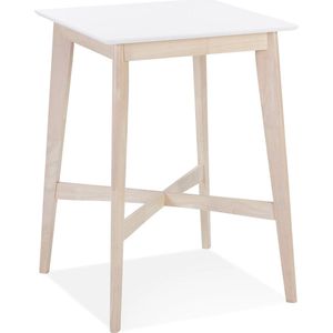 Alterego Hoge tafel 'GALLINA' van wit en natuurlijk afgewerkt hout