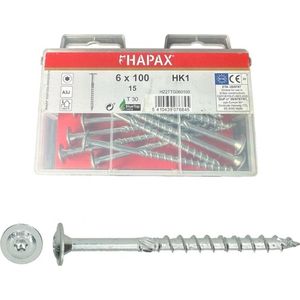 Hapax - Tellerkopschroeven - deeldraad Tx 30 - 6x100mm - 15 st