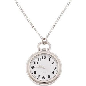 Treasure Trove® Lange Ketting Horloge Staal Vrouwen - Dames Horloge - Zilverkleurig - 80 cm