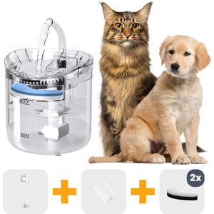 MIRO® Drinkfontein Kat - Waterfontein & Katten fontein - 1.8 Liter - Fluisterstil - Waterdispenser - Drinkbak Hond Anti Knoei + Extra Drinkfontijn Filters Navulling