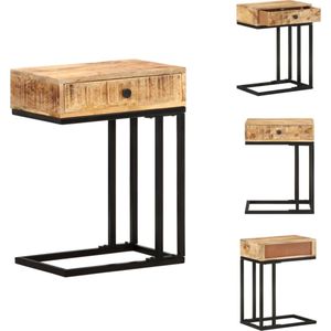 vidaXL Bijzettafeltje Massief Ruw Mangohout - U-vorm - 45x30x61 cm - Tafel