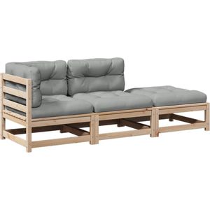 vidaXL Loungeset - 3-delig - Massief Grenenhout Tuin Lounge Set - Loungebank - Tuinset - Houten Bank - Grenenhouten Meubel