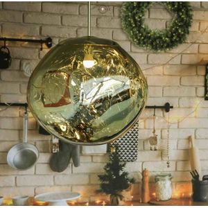 Glazen hanglamp - goud - 38cm diameter - organische vorm