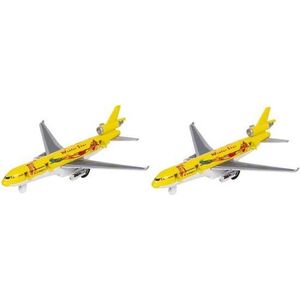 2x Gele Winter Star Vrachtvliegtuigjes van Metaal - Speelgoed Voertuigen - Vliegtuigen Speelset