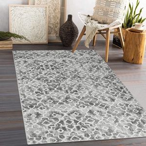 Marokkaans grijs geometrisch tapijt slaapkamer 90 x 150 cm, zachte keukenloper kortpolige tapijten antislip wasbare tapijten, voor woonkamer keuken eetkamer entree binnen
