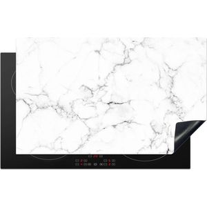 KitchenYeah® Inductie beschermer 83x51.5 cm - Marmer print - Wit - Grijs - Luxe - Marmerlook - Structuur - Kookplaataccessoires - Afdekplaat voor kookplaat - Inductiebeschermer - Inductiemat - Inductieplaat mat