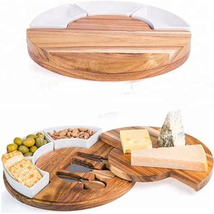 Culistar® Luxe Borrelplank met Accessoires - Tapasplank - Serveerplank - Kaasplank - Acacia Hout - Inclusief Kaasmessen