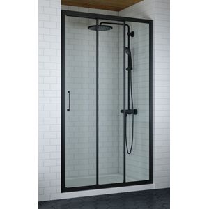 3-delige schuifdeur nis douchedeur matzwart 90 cm - 6 mm Veiligheidsglas - NANO Coating - Easyclean Systeem