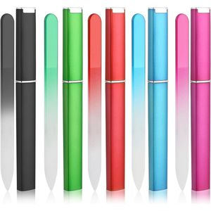 Glass Nail Files with Case - Set of 5 Ultra Quality Professional Crystal Fingernail Files for Women - Double-Sided Premium Manicure Tools for Natural or Fake Nail Care