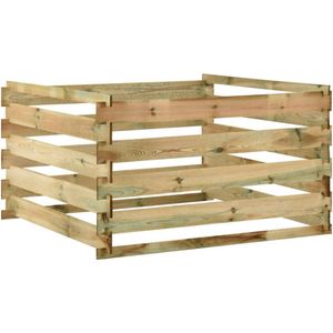 <p>Deze houten tuincompostbak is een briljant recyclingproduct en past perfect in iedere tuin. Het lattenontwerp zorgt voor een goede luchtcirculatie, waardoor organisch afval wordt omgezet in nuttige, voedingsrijke compost.</p>
<p>De compostbak is gemaakt van massief grenenhout, wat niet alleen milieuvriendelijk is, maar ook slijtvast, weerbestendig en rotbestendig. Hierdoor is hij geschikt voor dagelijks buitengebruik.</p>
<p>Met deze compostbak heb je een uitstekende oplossing voor het verzamelen van tuinafval. Let wel op dat hout een natuurlijk product is en daarom oneffenheden kan vertonen.</p>
<ul>
  <li>Materiaal: grenenhout, groen geïmpregneerd</li>
  <li>Afmetingen: 120 x 120 x 70 cm (L x B x H)</li>
  <li>Rotbestendig</li>
  <li>Montage vereist</li>
</ul>