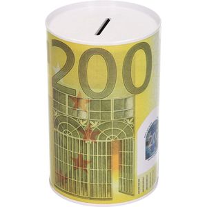 Spaarpot 200 euro biljet 8 x 15 cm - Blikken/metalen spaarpotten met euro biljetten
