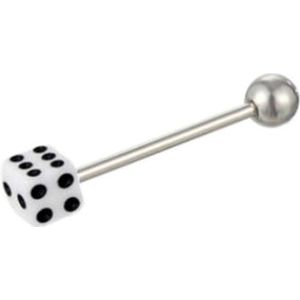 Fako Bijoux® - Tongpiercing - Dobbelsteen -  Wit