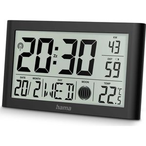 Hama Digitale wandklok ""Martinique"", radiogestuurd met thermometer, zwart