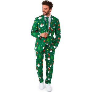OppoSuits Festivity Green - Heren Kerstpak - Kerst Outfit - Fout Kerstpak Mannen - Groen - Maat: EU 58