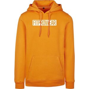 FitProWear Trui Heren Block - Oranje - maat S - Mannen - Hoodie - Trui  - Sweater - Sporttrui - Sportkleding - Casual kleding - Trui Heren - Oranje trui - Katoen / Polyester - Trui Capuchon - Hoodie Capuchon