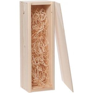 10x 1-vaks wijnkist met schuifdeksel 37x10x11cm - inclusief gratis houtwol