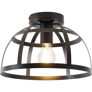 QAZQA boula - Industriele Plafondlamp - 1 lichts - Ø 30 cm - Zwart - Industrieel - Woonkamer | Slaapkamer | Keuken