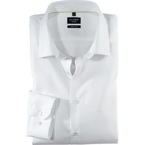OLYMP No. Six super slim fit overhemd - wit twill - Strijkvriendelijk - Boordmaat: 43