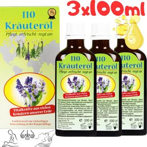3-Flessen Kruidenolie uit 110 Kruiden 100 ml - Massage olie - Ontspanning - Pijnen in Gewrichten en Spieren