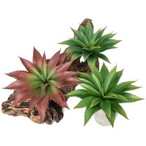 3 stuks boomkat simulatie aloë vera vetplant in pot 21 bladeren scherpe hoek aloë vera plastic bloem kantoor decoratie groene plant ornamenten