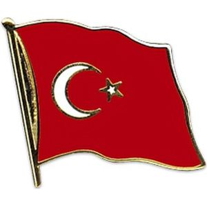 Pin broche speldje van Vlag TurkijÃ« 20 mm - Landen supporters feestartikelen