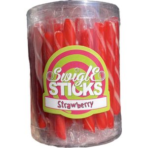 Swigle sticks - strawberry - 50 stuks - mini lolly’s - aardbei zuurstokken - lolly - snoep