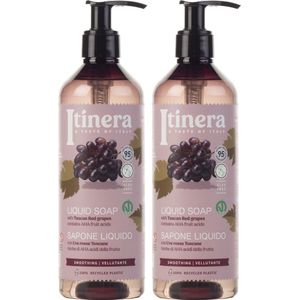 ITINERA - Gladmakende Vloeibare Zeep met Toscaanse Rode Druiven, 95% Natuurlijke Ingrediënten 370 ml (2 stuks)