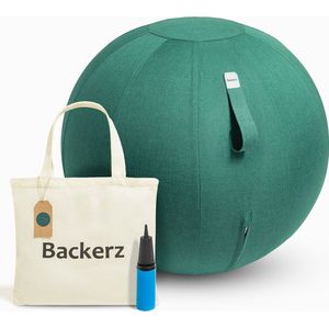 Backerz® Zitbal Linnen 65 CM - Zitballen met Hoes - Balanskruk – Luxe Yoga Bal - Ergonomische Bureaustoel Bal - Donkergroen