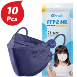 elough -10 Stuks - Mondmasker FFP2 voor kinderen - Mondmasker KN95 voor kinderen - Blauw