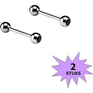 Fako Bijoux® - Barbell Piercing - Kristal - 12mm - Zwart - 2 Stuks