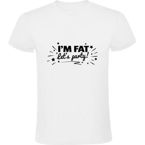 I'm Fat Let's party | Heren T-shirt | Wit | Sier | Ster | Feest | Dansen | Jolig