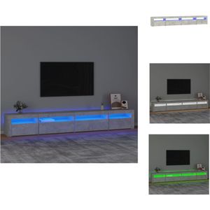 vidaXL TV-Meubel Betongrijs 270x35x40 cm - LED-verlichting - Kast