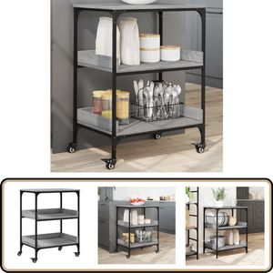 vidaXL Keukentrolley - 60x41x80,5 cm - Grijs Sonoma Eiken Keuken Trolley - Vintage Trolley - Houten Trolley - Grijze Trolley - Keukenkasten