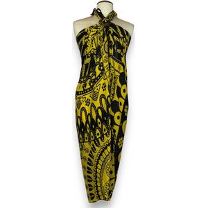 Sarong / pareo - Strandkleding wikkelrok / strandjurk - Zwart / gele Mandala
