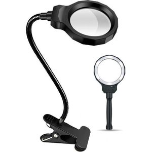 Loeplamp - loeplamp met LED Verlichting - Loeplamp met Tafelklem - Vergrootglas met Verlichting - Diamond Painting Vergrootglas - Schilderen op Nummer - Vergrootglas Kinderen en Volwassenen - 90mm Lens Diameter