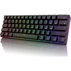 Mechanical Keyboard - Draadloos & Compact 60% - Brown Switches - met Kleurrijke RGB-Verlichting - Mechanisch Toetsenbord - Zwart