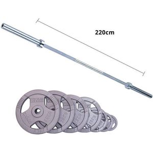 Focus Fitness - Olympische Halterset 100 kg - Hamerton - Halterstang 220 cm - 50 mm - Gewichten - Gietijzer