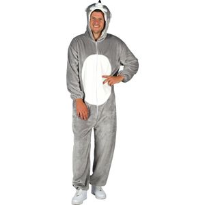 Dieren Kostuum Muis Volwassenen - Pluche - Dieren Onesie - Carnaval - Verkleedkleren Damen En Heren - Grijs/Wit - Maat XL/XXL